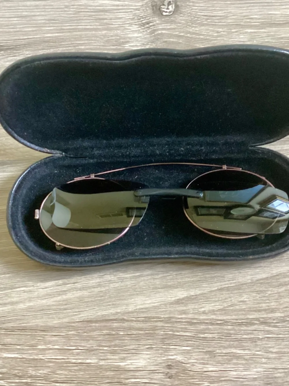 Lot Of 2 Vintage Clip On Sunglasses W/Hard Case OKO Round Rectangular Unisex